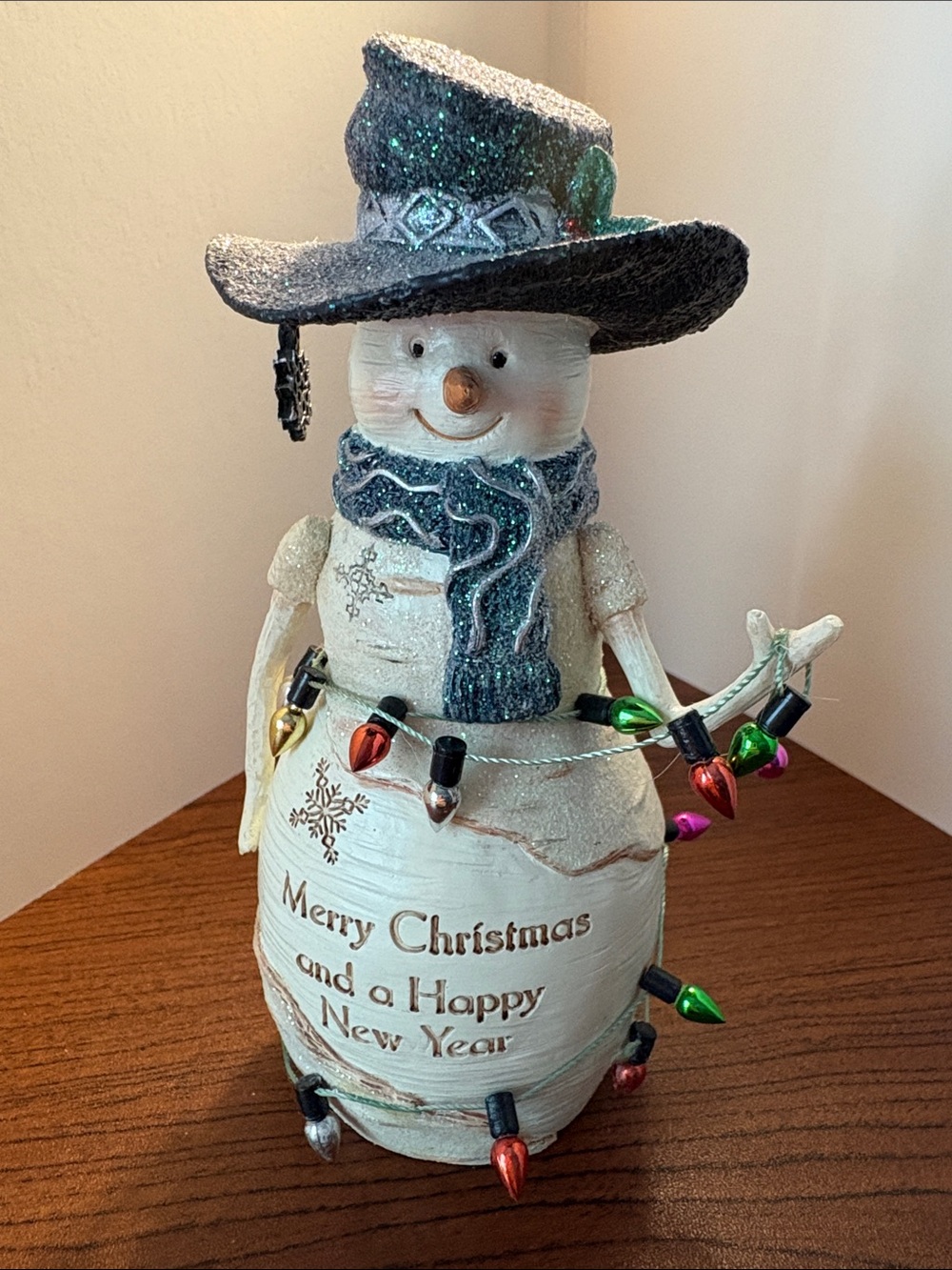 Merry Christmas Snowman with Decorative Faux Lights